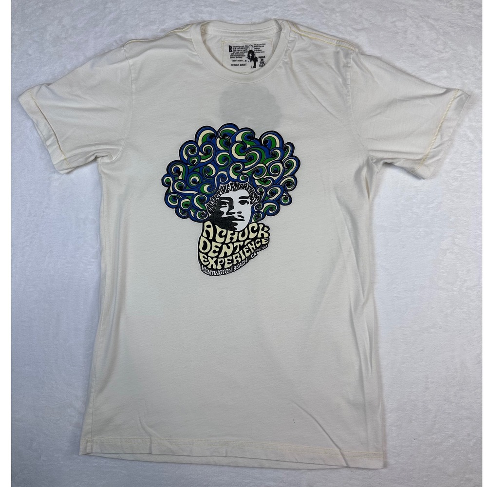 Chuck Dent‎ Experience Surf T-Shirt Mens Medium White Graphic Huntington Beach